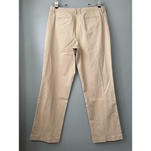 Talbots Size 14 High Rise Stretch Khaki Pants Classic Wide Leg 90s Minimalist - Picture 3 of 6